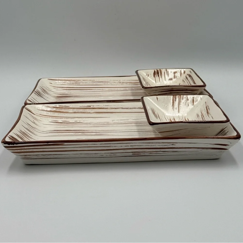 Vintage Pier 1 Ceramic “Suki” Sushi Serving Set for 2